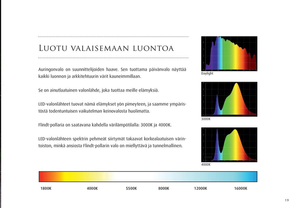 LED-valonlähteet tuovat nämä elämykset yön pimeyteen, ja saamme ympäristöstä todentuntuisen vaikutelman keinovalosta huolimatta.