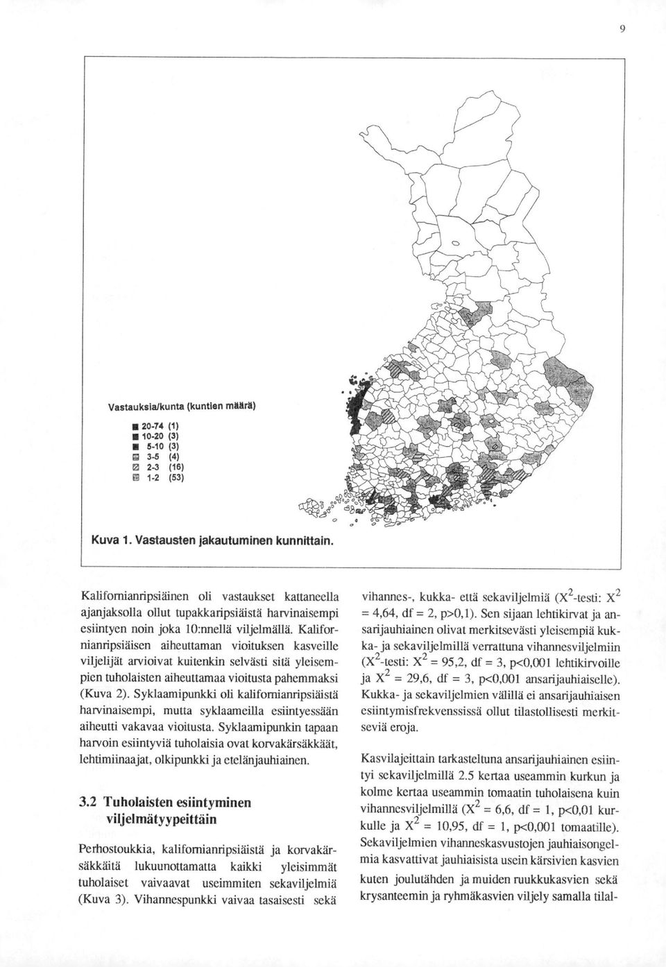 Kalifornianripsiäisen aiheuttaman vioituksen kasveille viljelijät arvioivat kuitenkin selvästi sitä yleisempien tuholaisten aiheuttamaa vioitusta pahemmaksi (Kuva 2).