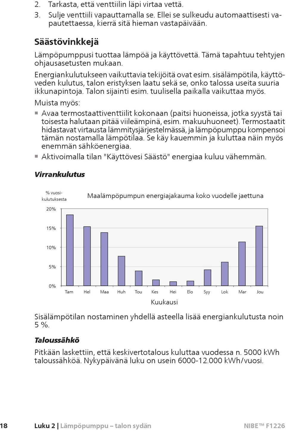 sisälämpötila, käyttöveden kulutus, talon eristyksen laatu sekä se, onko talossa useita suuria ikkunapintoja. Talon sijainti esim. tuulisella paikalla vaikuttaa myös.