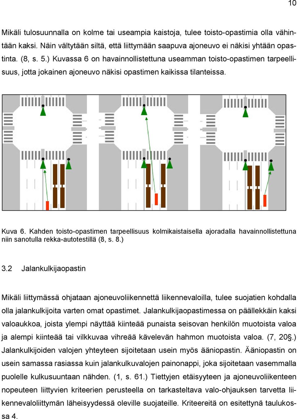 Kahden toisto-opastimen tarpeellisuus kolmikaistaisella ajoradalla havainnollistettuna niin sanotulla rekka-autotestillä (8, s. 8.) 3.