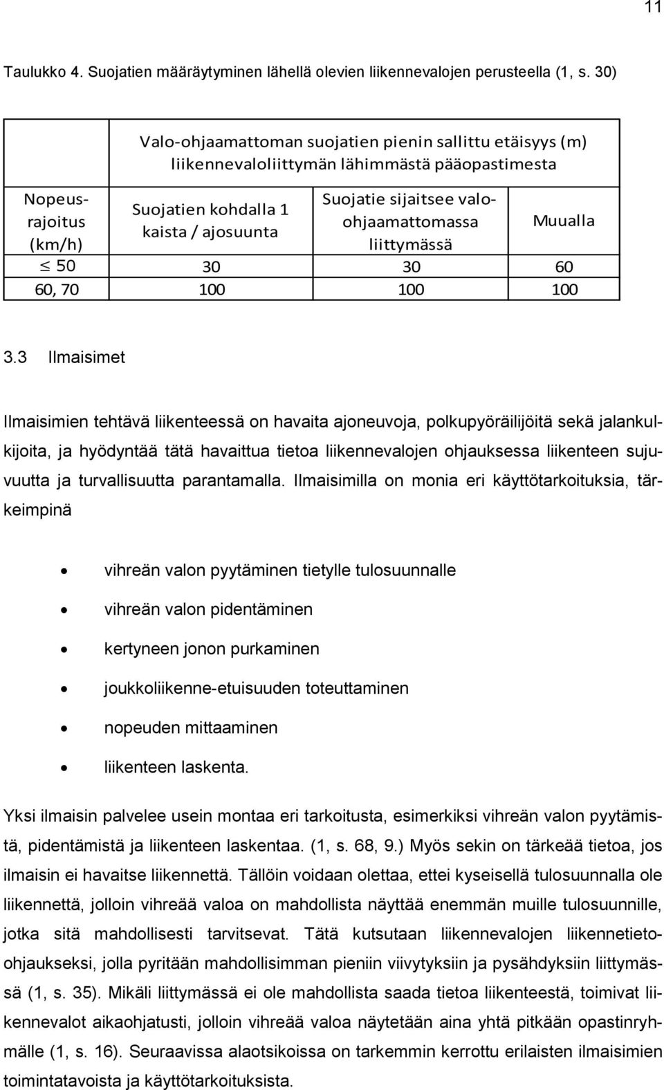 valoohjaamattomassa Muualla (km/h) liittymässä 50 30 30 60 60, 70 100 100 100 3.