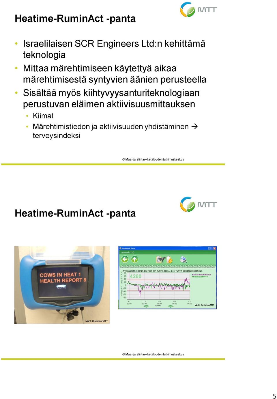 kiihtyvyysanturiteknologiaan perustuvan eläimen aktiivisuusmittauksen Kiimat Märehtimistiedon