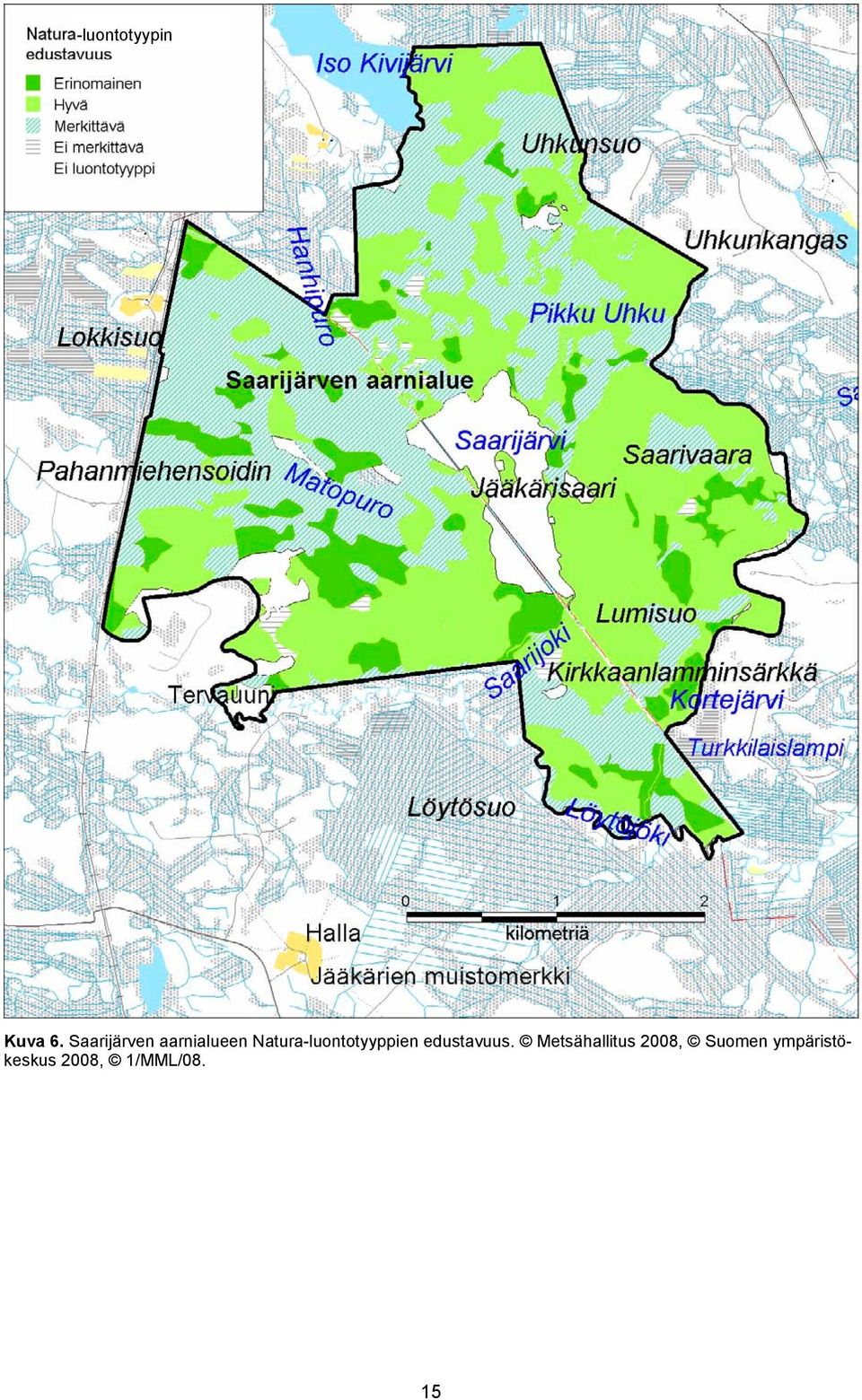 Natura-luontotyyppien edustavuus.