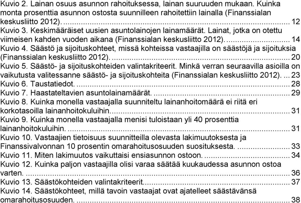 Säästö ja sijoituskohteet, missä kohteissa vastaajilla on säästöjä ja sijoituksia (Finanssialan keskusliitto 2012).... 20 Kuvio 5. Säästö- ja sijoituskohteiden valintakriteerit.