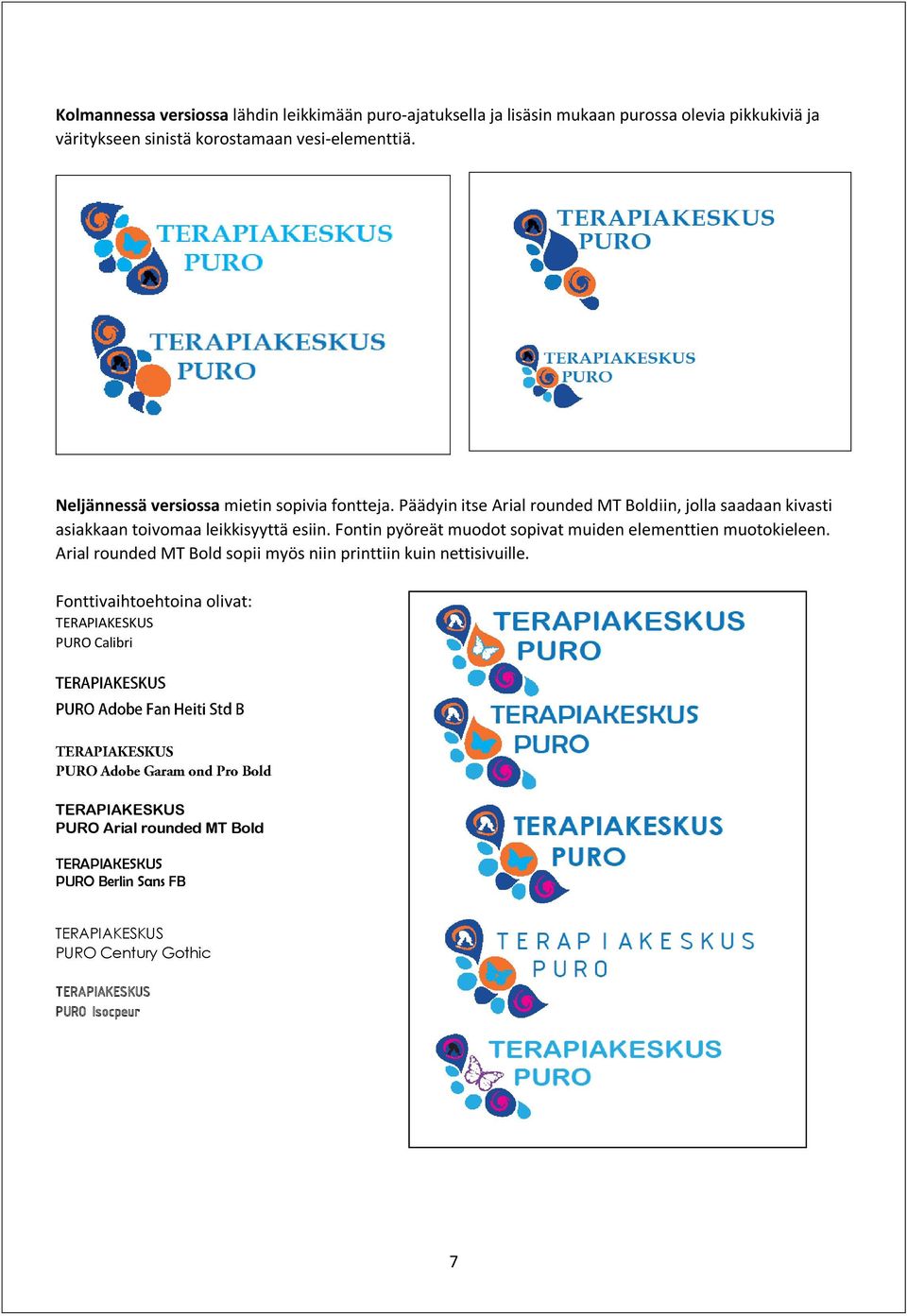 Fontin pyöreät muodot sopivat muiden elementtien muotokieleen. Arial rounded MT Bold sopii myös niin printtiin kuin nettisivuille.