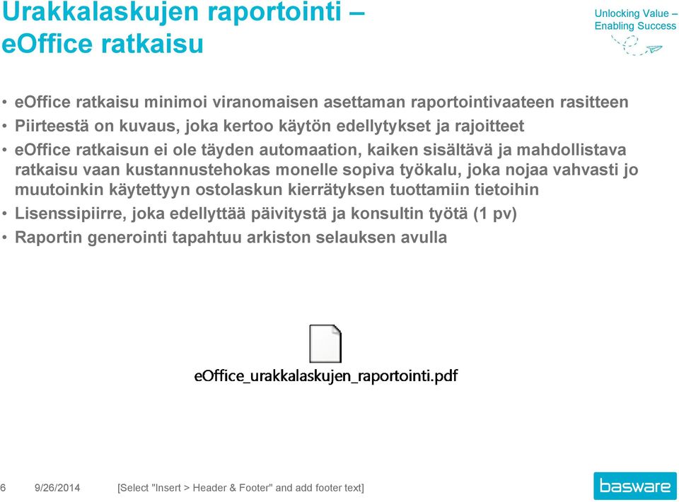 monelle sopiva työkalu, joka nojaa vahvasti jo muutoinkin käytettyyn ostolaskun kierrätyksen tuottamiin tietoihin Lisenssipiirre, joka edellyttää