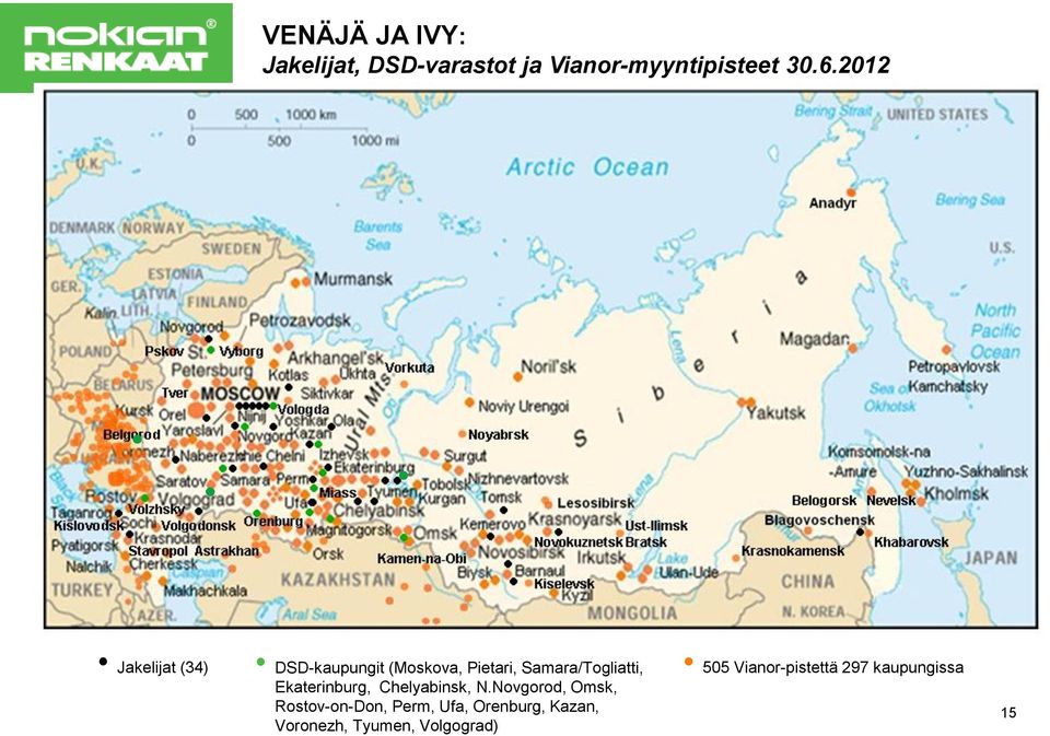 Samara/Togliatti, Ekaterinburg, Chelyabinsk, N.