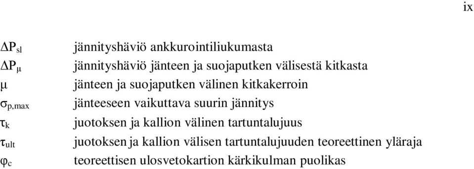 jänteeseen vaikuttava suurin jännitys juotoksen ja kallion välinen tartuntalujuus juotoksen