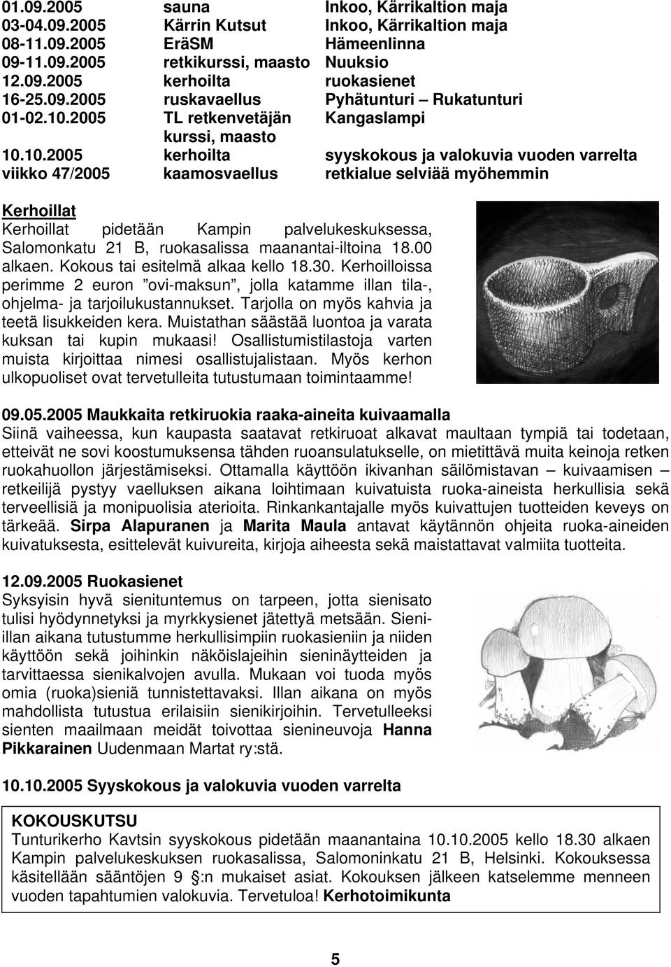 2005 TL retkenvetäjän Kangaslampi kurssi, maasto 10.