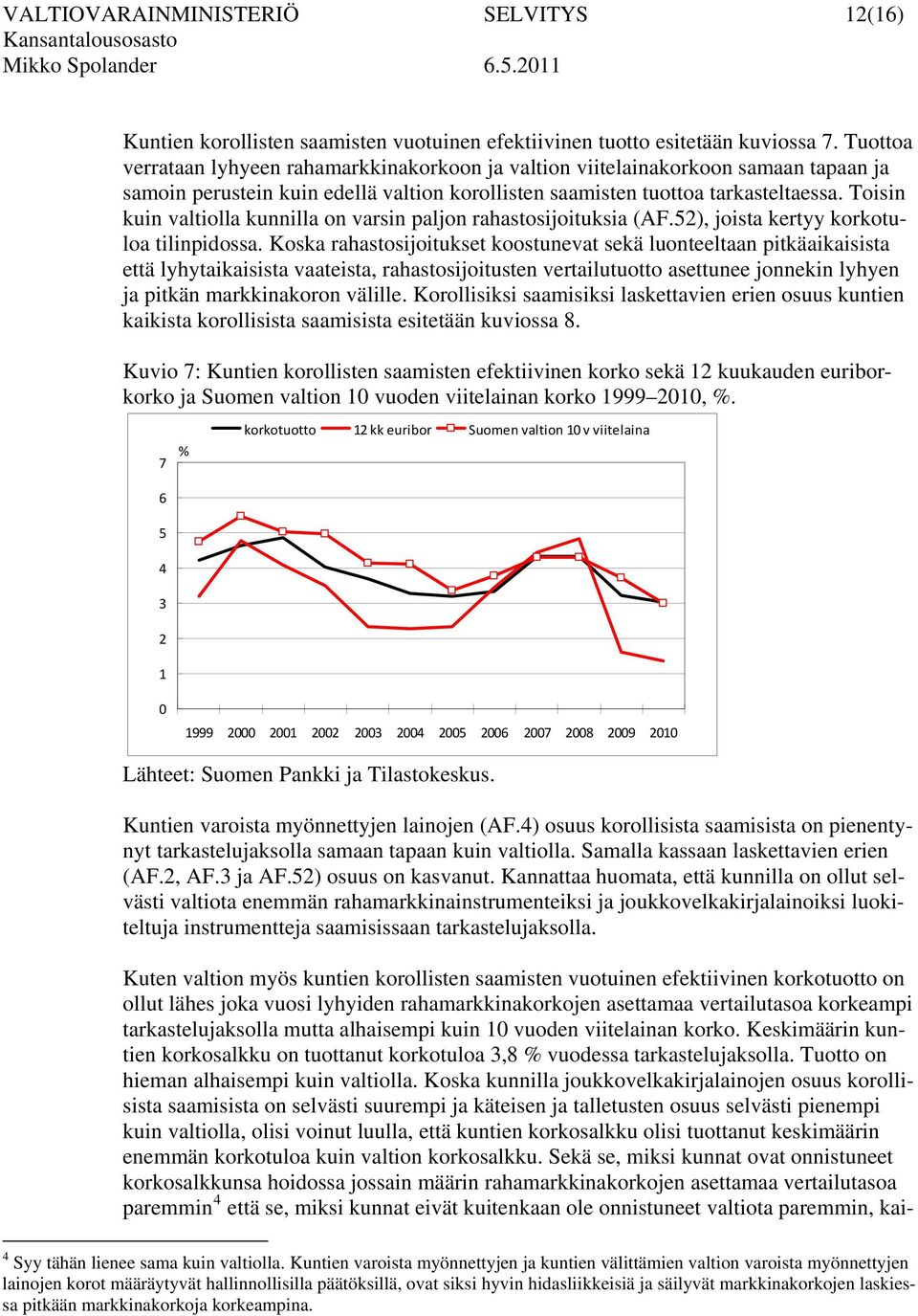 Toisin kuin valtiolla kunnilla on varsin paljon rahastosijoituksia (AF.52), joista kertyy korkotuloa tilinpidossa.