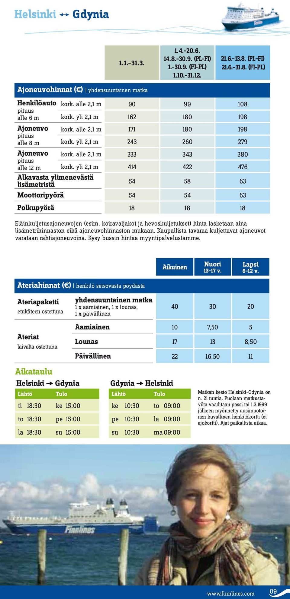 alle 2,1 m 333 343 380 pituus alle 12 m kork. yli 2,1 m 414 422 476 Alkavasta ylimenevästä lisämetristä 54 58 63 Moottoripyörä 54 54 63 Polkupyörä 18 18 18 Eläinkuljetusajoneuvojen (esim.