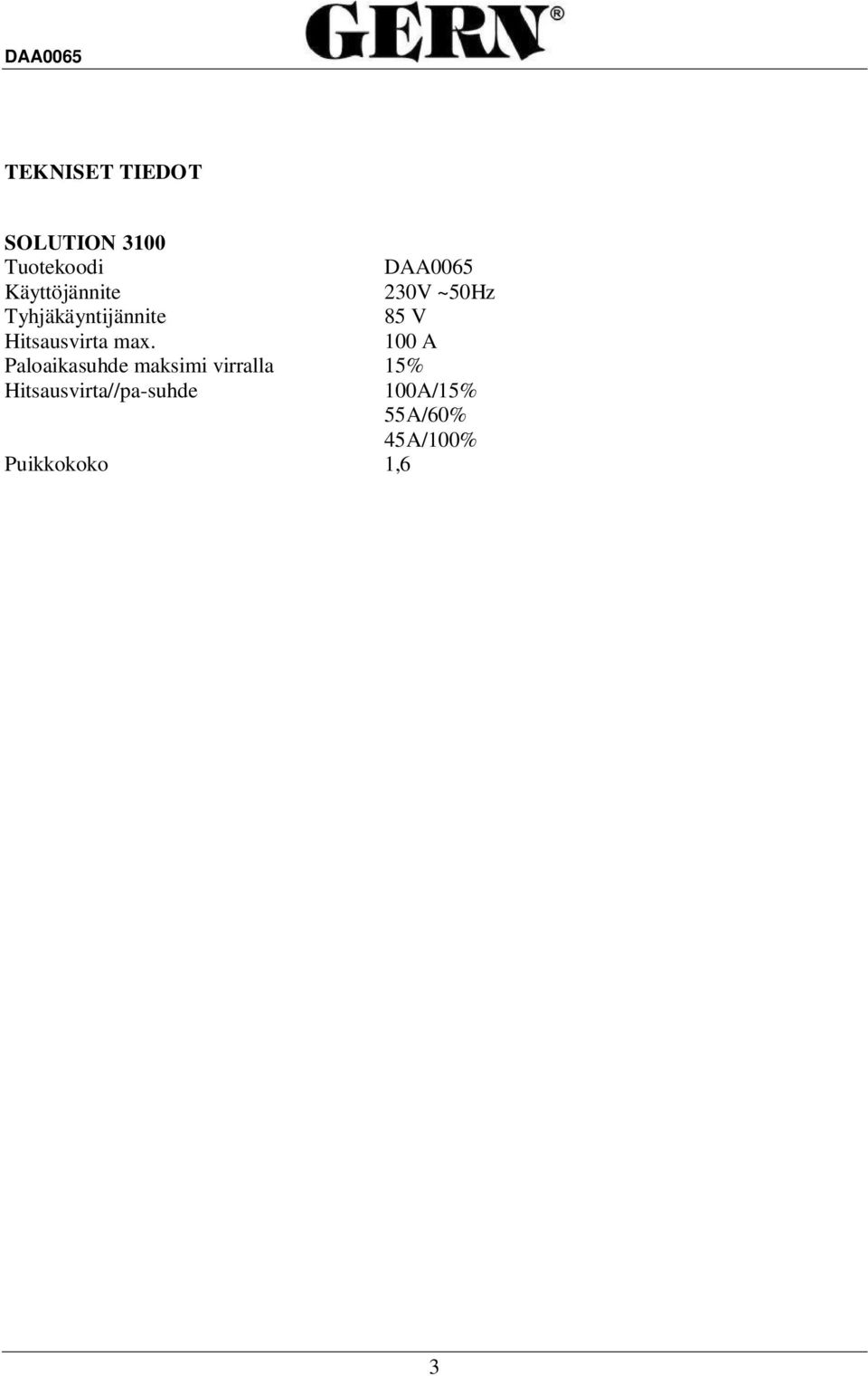 Paino n. 4 kg LAITTEEN OSAT 1. Virtakytkin ja hitsausvirran säätö 2. Hitsausvirran asteikko 3. Laite päällä -merkkivalo 4.