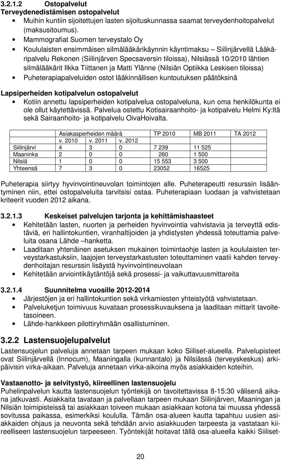 silmälääkärit Ilkka Tiittanen ja Matti Ylänne (Nilsiän Optiikka Leskisen tiloissa) Puheterapiapalveluiden ostot lääkinnällisen kuntoutuksen päätöksinä Lapsiperheiden kotipalvelun ostopalvelut Kotiin