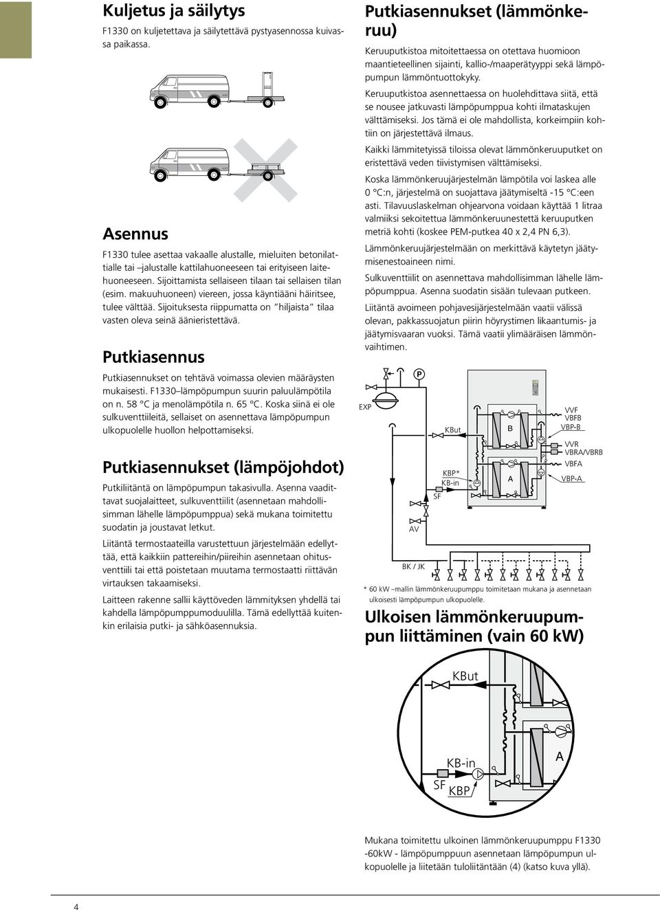 ja säilytys F on kuljetettava ja säilytettävä pystyasennossa kuivassa paikassa.