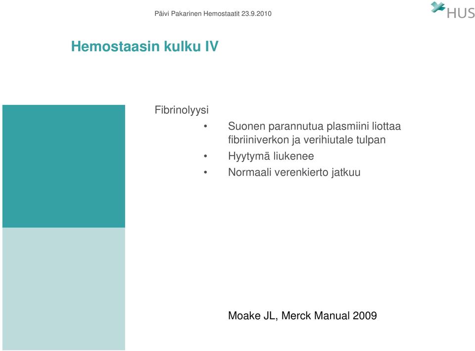 ja verihiutale tulpan Hyytymä liukenee