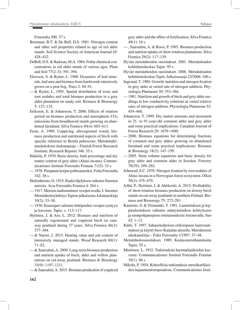 & Rytter, L. 1988. Dynamics of leaf minerals, leaf area and biomass from hardwoods intensively grown on a peat bog. Trees 2: 84 91. & Rytter, L. 1993.