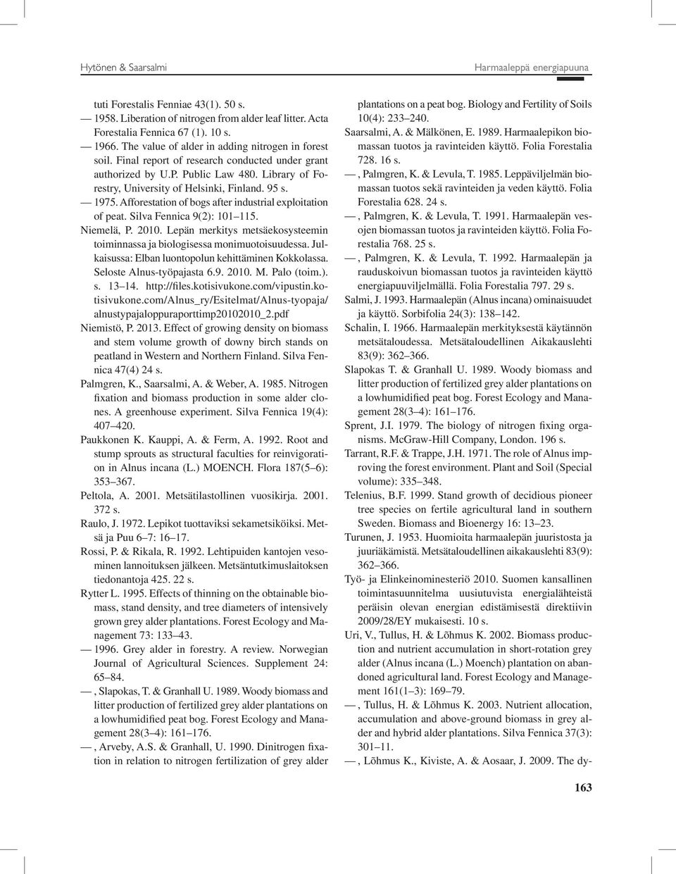 1975. Afforestation of bogs after industrial exploitation of peat. Silva Fennica 9(2): 101 115. Niemelä, P. 2010. Lepän merkitys metsäekosysteemin toiminnassa ja biologisessa monimuotoisuudessa.