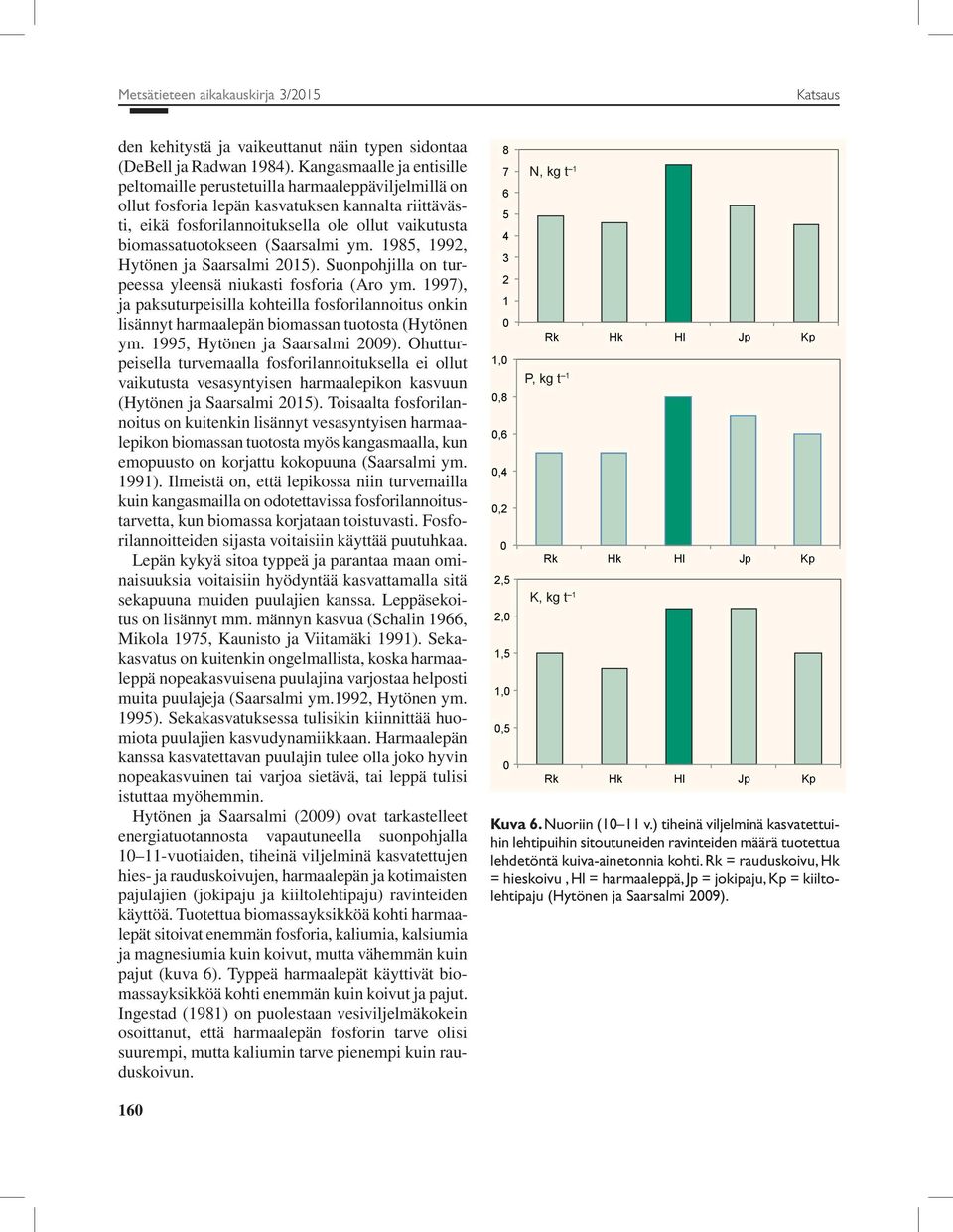 (Saarsalmi ym. 1985, 1992, Hytönen ja Saarsalmi 2015). Suonpohjilla on turpeessa yleensä niukasti fosforia (Aro ym.