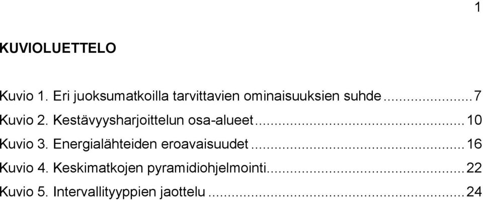 Kestävyysharjoittelun osa-alueet... 10 Kuvio 3.