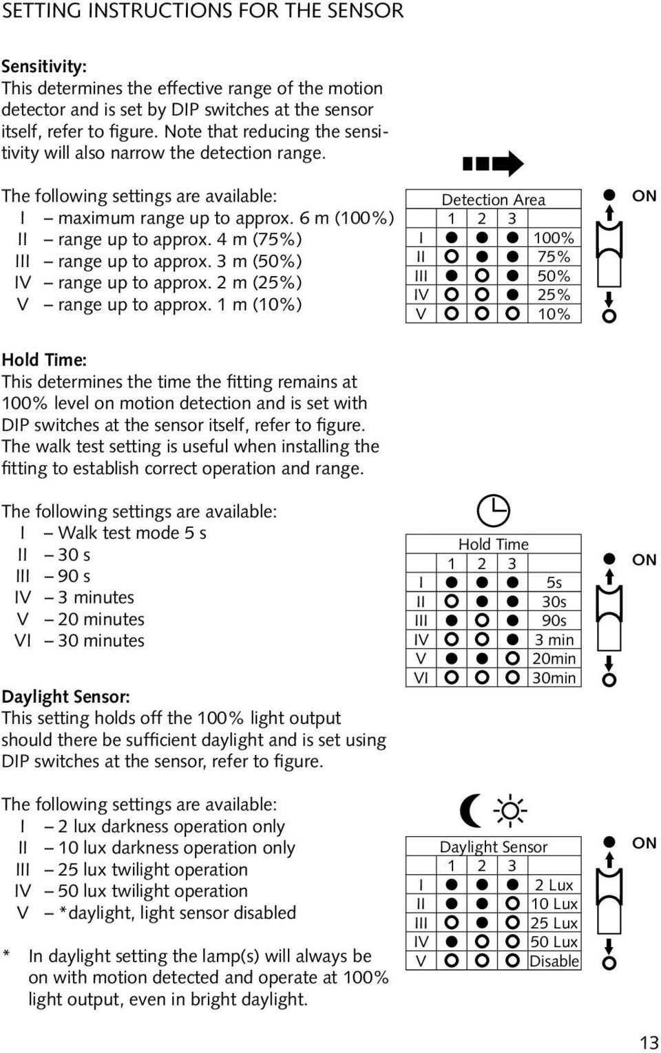 4 m (75%) III range up to approx. 3 m (50%) IV range up to approx. 2 m (25%) V range up to approx.