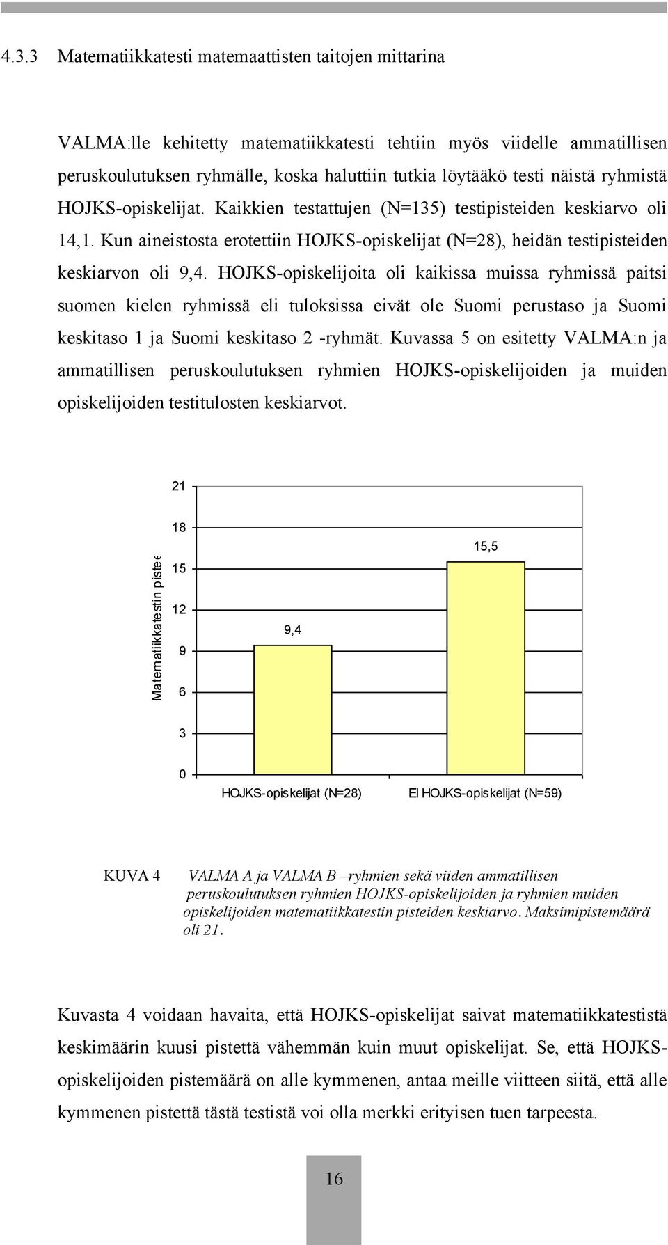 HOJKS-opiskelijoita oli kaikissa muissa ryhmissä paitsi suomen kielen ryhmissä eli tuloksissa eivät ole Suomi perustaso ja Suomi keskitaso 1 ja Suomi keskitaso 2 -ryhmät.