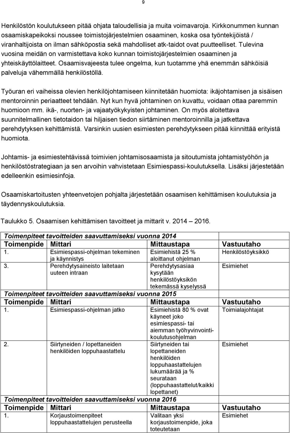 Tulevina vuosina meidän on varmistettava koko kunnan toimistojärjestelmien osaaminen ja yhteiskäyttölaitteet.