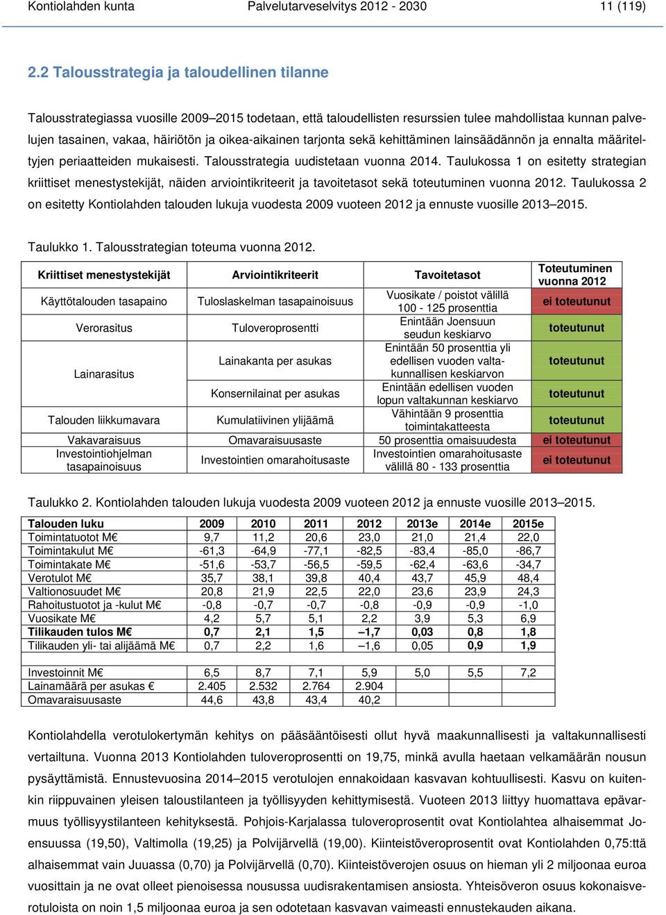 oikea-aikainen tarjonta sekä kehittäminen lainsäädännön ja ennalta määriteltyjen periaatteiden mukaisesti. Talousstrategia uudistetaan vuonna 2014.