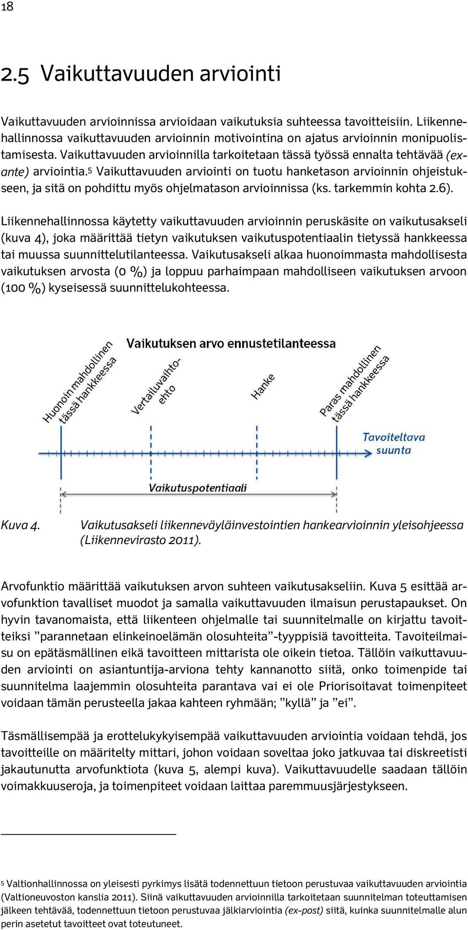 5 Vaikuttavuuden arviointi on tuotu hanketason arvioinnin ohjeistukseen, ja sitä on pohdittu myös ohjelmatason arvioinnissa (ks. tarkemmin kohta 2.6).