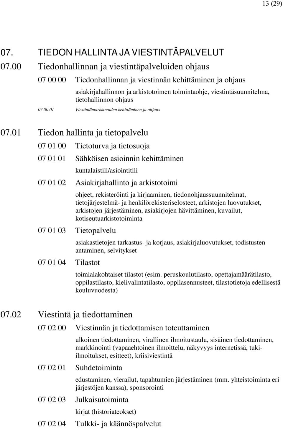 ohjaus 07 00 01 Viestintämarkkinoiden kehittäminen ja ohjaus 07.