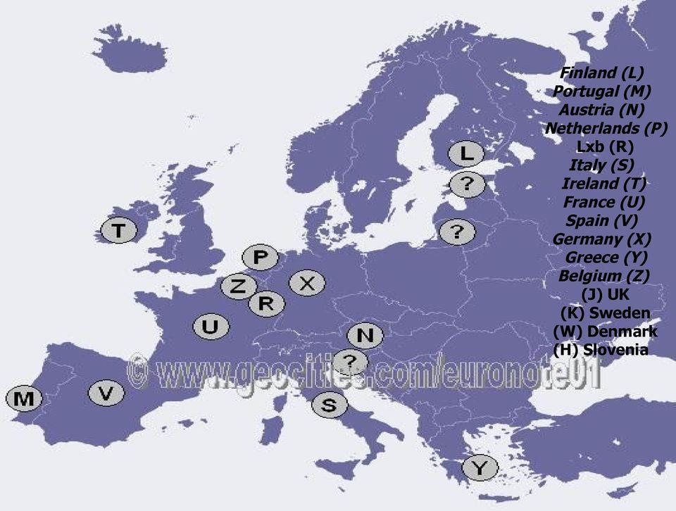 (T) rance (U) Spain (V) Germany (X) Greece