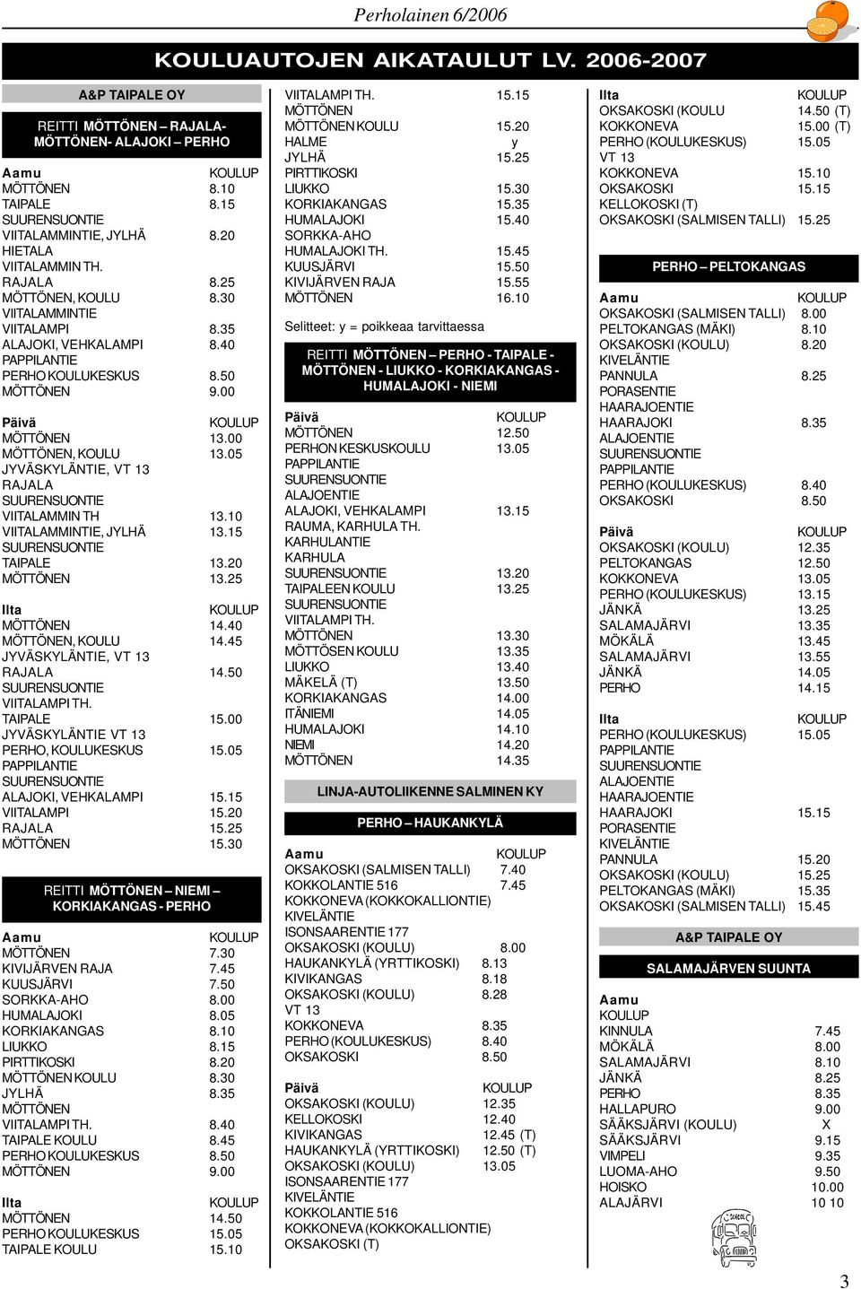 10 VIITALAMMINTIE, JYLHÄ 13.15 TAIPALE 13.20 MÖTTÖNEN 13.25 MÖTTÖNEN 14.40 MÖTTÖNEN, KOULU 14.45 JYVÄSKYLÄNTIE, VT 13 RAJALA 14.50 VIITALAMPI TH. TAIPALE 15.