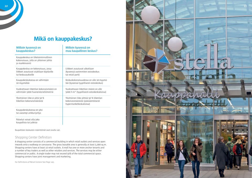 Kauppakeskuksessa on vähintään 0 myymälää Vuokrattavan liiketilan kokonaismäärä on vähintään 000 huoneistoneliömetriä Yksittäinen liike ei ylitä 0 % liiketilan kokonaismäärästä Liikkeet avautuvat