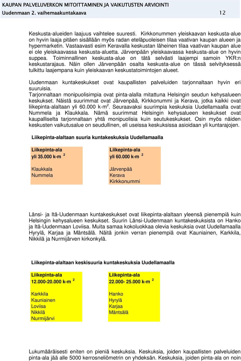 Vastaavasti esim Keravalla esustan läheinen tilaa vaativan aupan alue ei ole yleisaavassa esusta-aluetta. Järvenpään yleisaavassa esusta-alue on hyvin suppea.