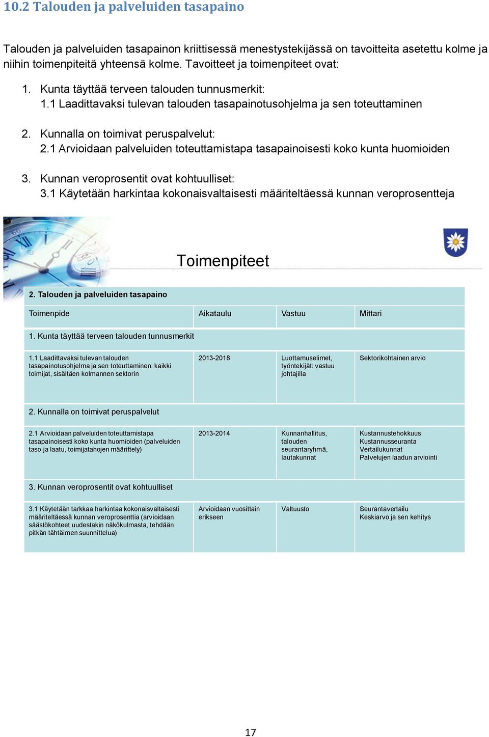 1 Arvioidaan palveluiden toteuttamistapa tasapainoisesti koko kunta huomioiden 3. Kunnan veroprosentit ovat kohtuulliset: 3.