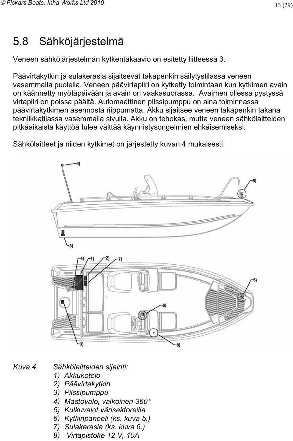 toiminnassa päävirtakytkimen asennosta riippumatta Akku sijaitsee veneen takapenkin takana tekniikkatilassa vasemmalla sivulla Akku on tehokas mutta veneen sähkölaitteiden pitkäaikaista käyttöä tulee