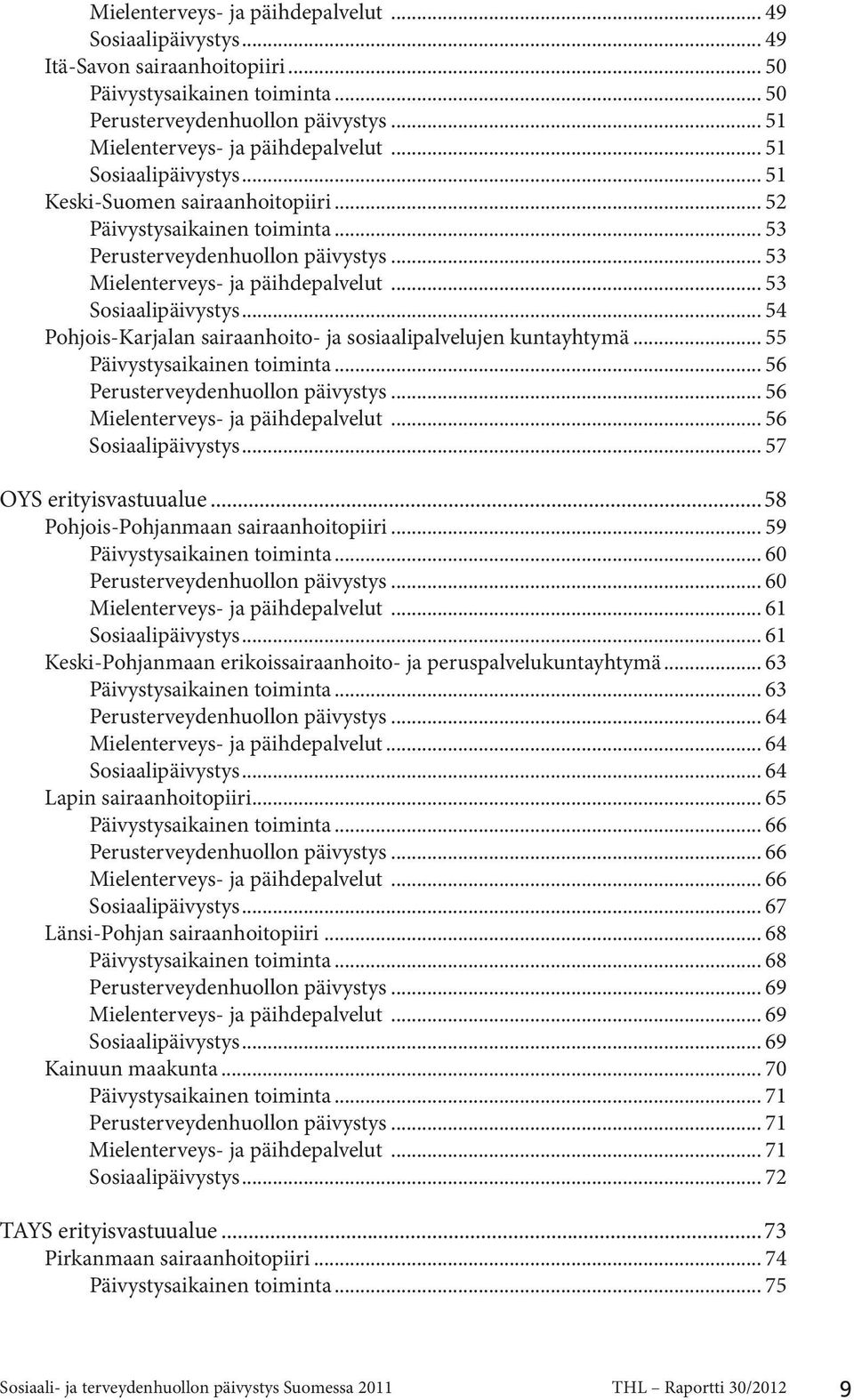 .. 54 Pohjois-Karjalan sairaanhoito- ja sosiaalipalvelujen kuntayhtymä... 55 Päivystysaikainen toiminta... 56 Perusterveydenhuollon päivystys... 56 Mielenterveys- ja päihdepalvelut.