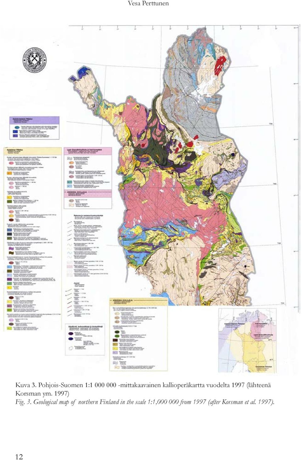 kallioperäkartta vuodelta 1997 (lähteenä Korsman ym.