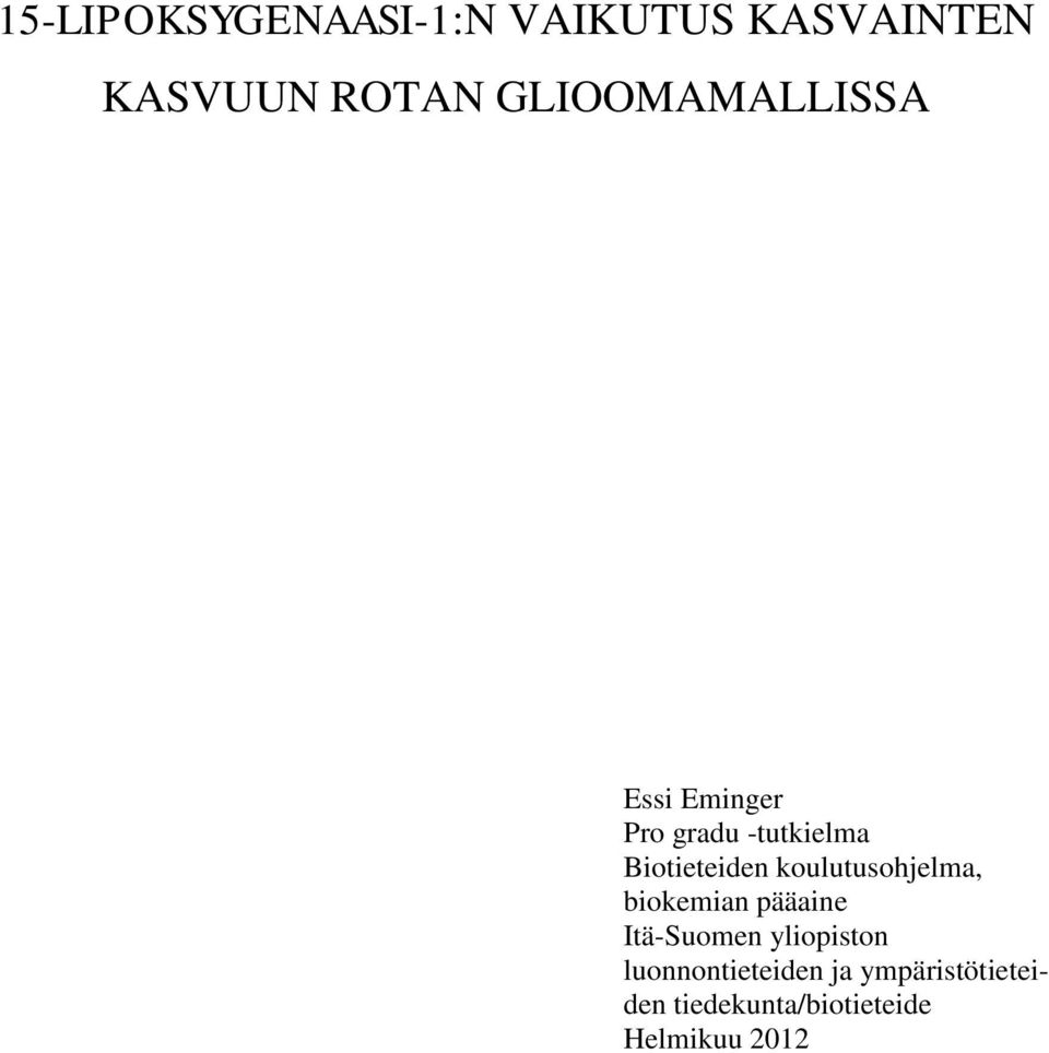 koulutusohjelma, biokemian pääaine Itä-Suomen yliopiston