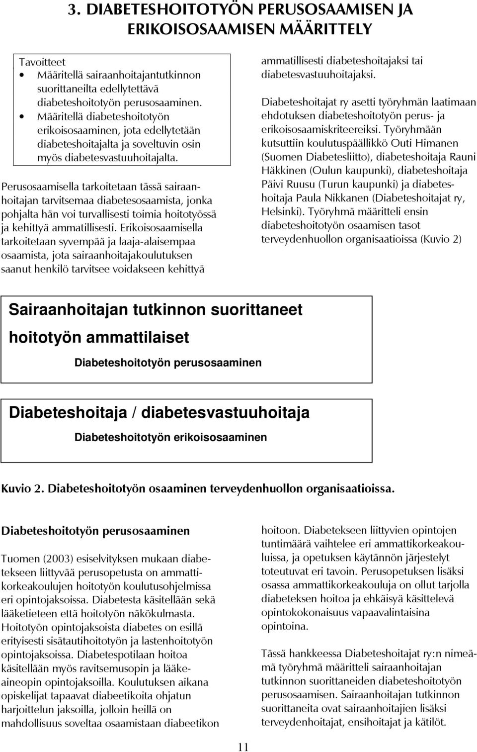 Perusosaamisella tarkoitetaan tässä sairaanhoitajan tarvitsemaa diabetesosaamista, jonka pohjalta hän voi turvallisesti toimia hoitotyössä ja kehittyä ammatillisesti.