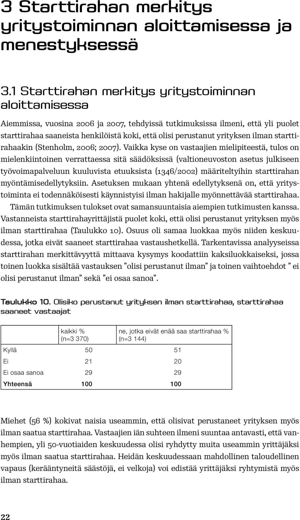 yrityksen ilman starttirahaakin (Stenholm, 2006; 2007).