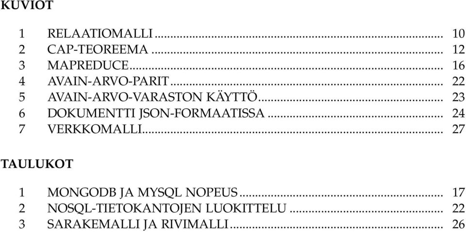 .. 23 6 DOKUMENTTI JSON-FORMAATISSA... 24 7 VERKKOMALLI.