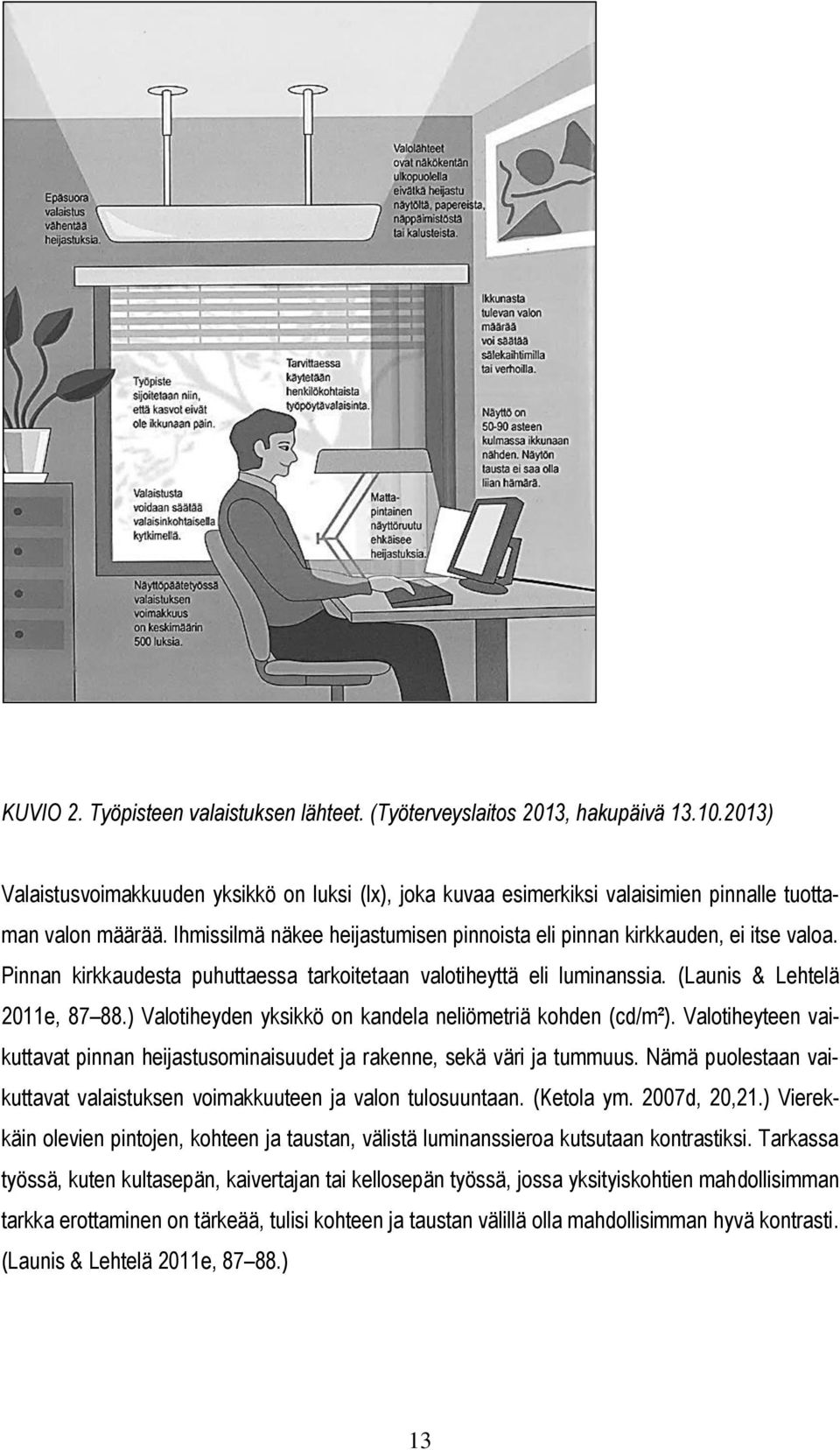 ) Valotiheyden yksikkö on kandela neliömetriä kohden (cd/m²). Valotiheyteen vaikuttavat pinnan heijastusominaisuudet ja rakenne, sekä väri ja tummuus.