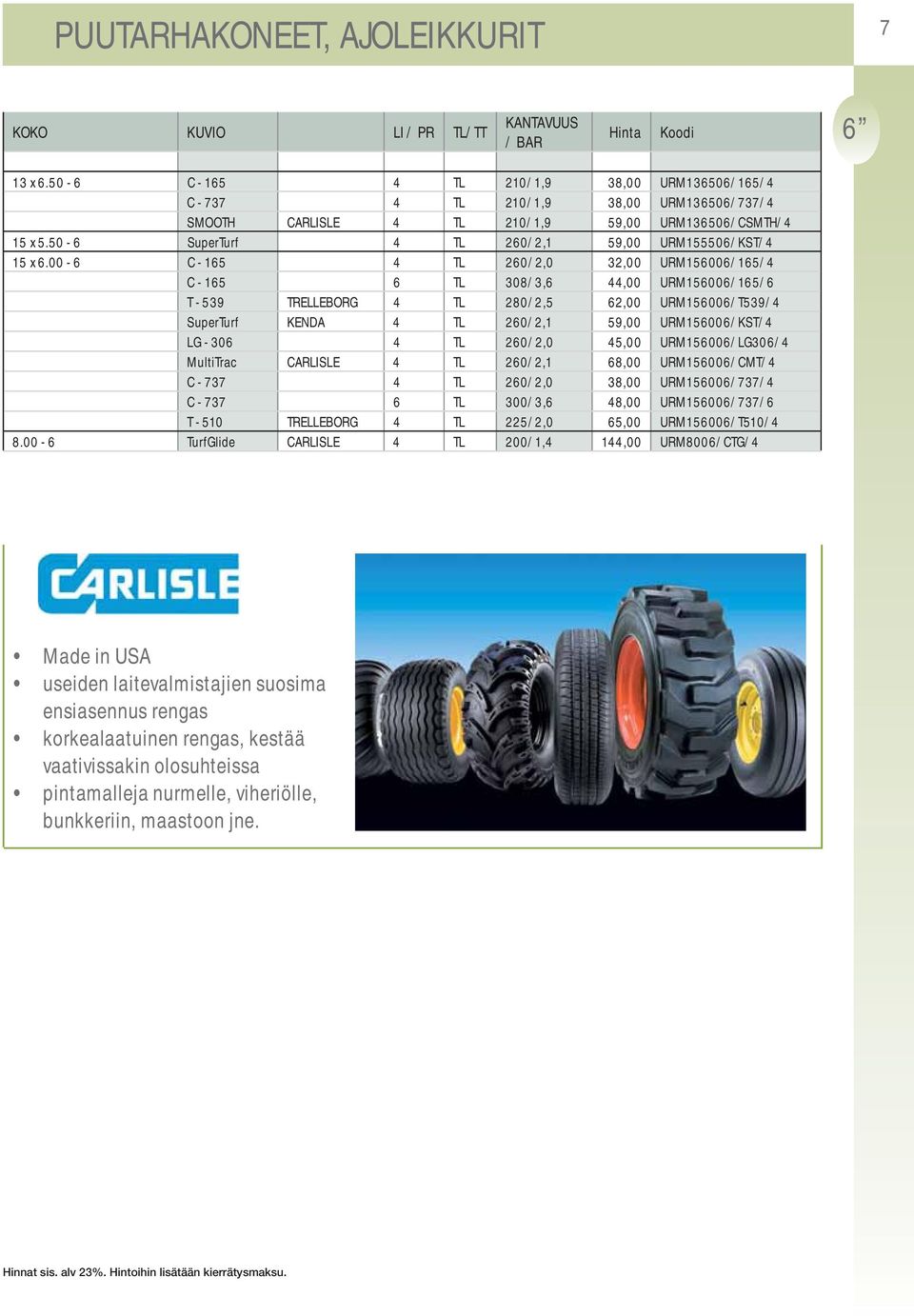 50-6 SuperTurf 4 TL 260/2,1 59,00 URM155506/KST/4 15 x 6.