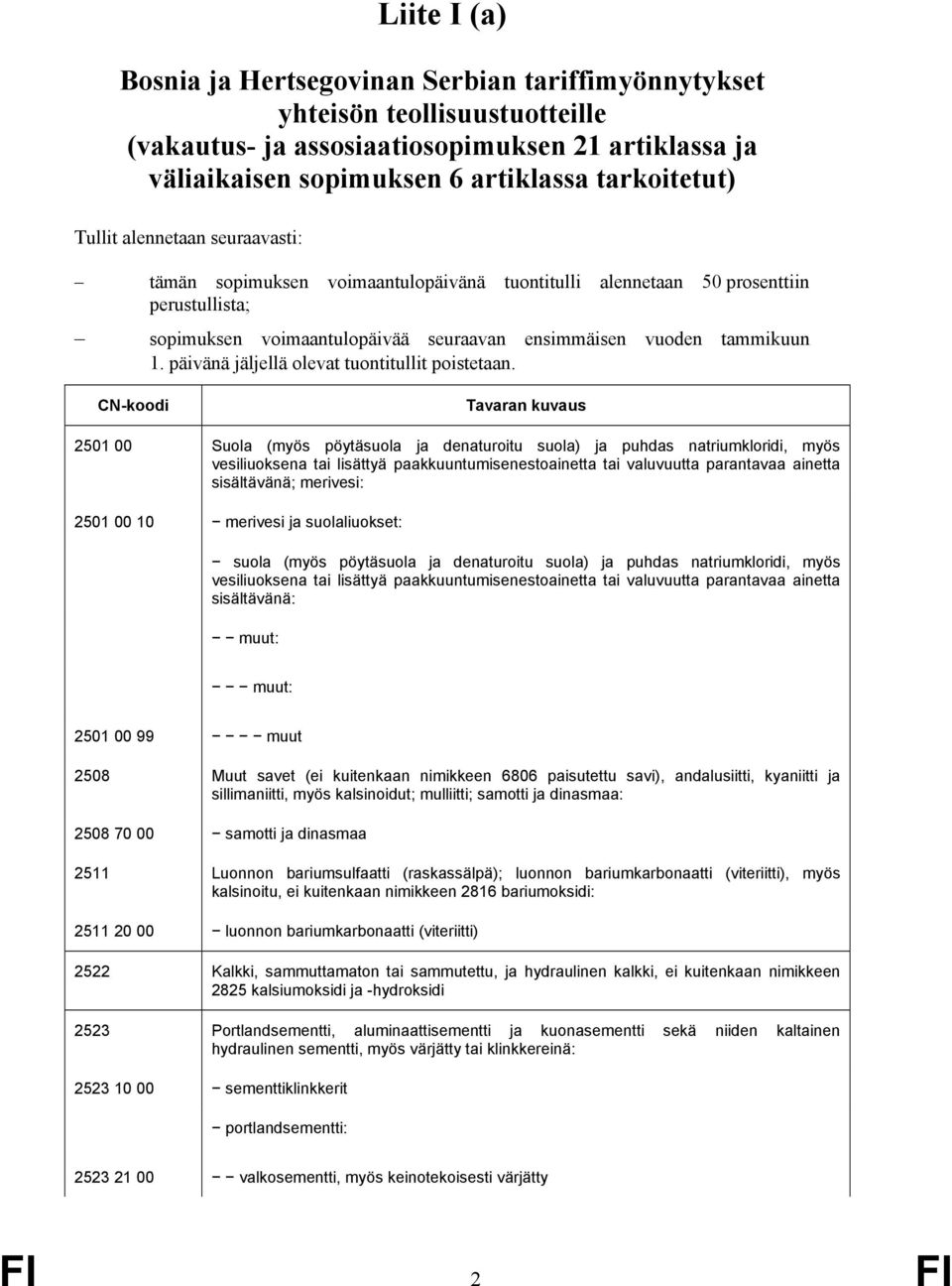 päivänä jäljellä olevat tuontitullit poistetaan.