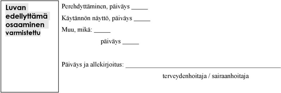 päiväys Muu, mikä: päiväys Päiväys ja