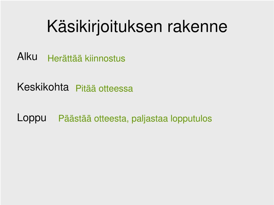 Keskikohta Pitää otteessa