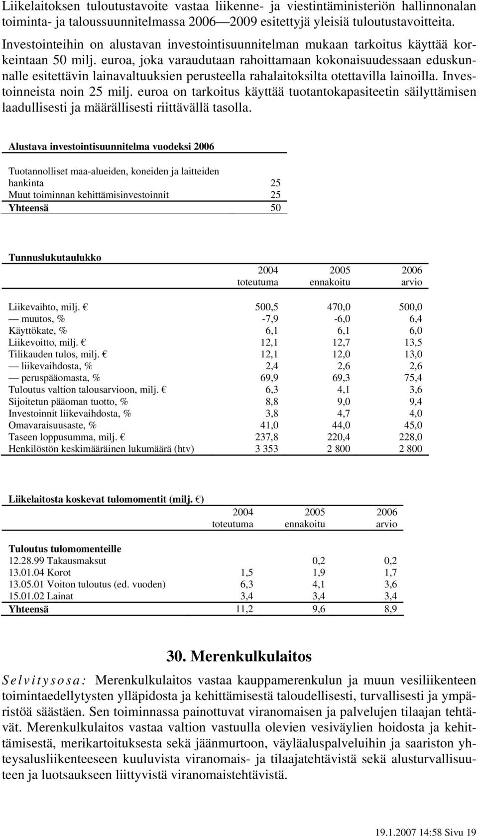 euroa, joka varaudutaan rahoittamaan kokonaisuudessaan eduskunnalle esitettävin lainavaltuuksien perusteella rahalaitoksilta otettavilla lainoilla. Investoinneista noin 25 milj.