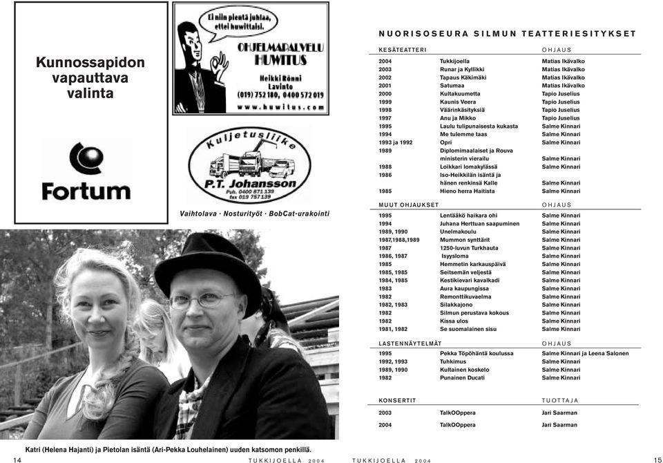 tulipunaisesta kukasta Salme Kinnari 1994 Me tulemme taas Salme Kinnari 1993 ja 1992 Opri Salme Kinnari 1989 Diplomimaalaiset ja Rouva ministerin vierailu Salme Kinnari 1988 Loikkari lomakylässä