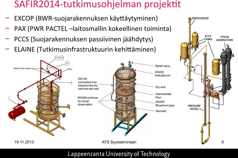 kokeellinen toiminta) PCCS (Suojarakennuksen passiivinen