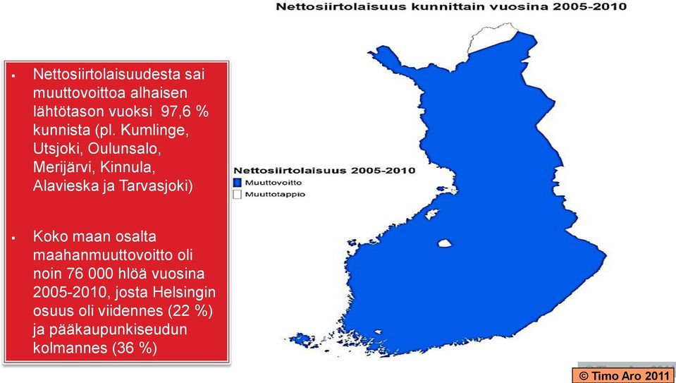 Kumlinge, Utsjoki, Oulunsalo, Merijärvi, Kinnula, Alavieska ja Tarvasjoki) Koko